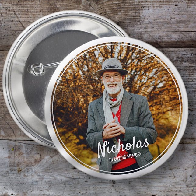 Modern Frames Simple Photo Funeral Memorial 2 Inch Round Button (Creator Uploaded)