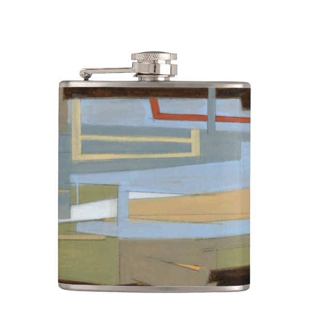 Modern Free Expression Painting by Norman Wyatt Hip Flask (Front)