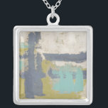 Modern Free Expression Painting Silver Plated Necklace<br><div class="desc">This modern free expression painting was created by Megan Meagher. Purple,  light blue and white brush strokes lay over a background of light green. Get a copy of this print today!</div>