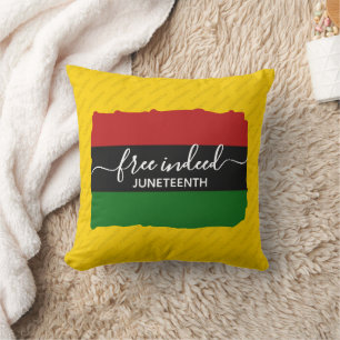 Modern FREE INDEED Pan African JUNETEENTH Throw Pillow
