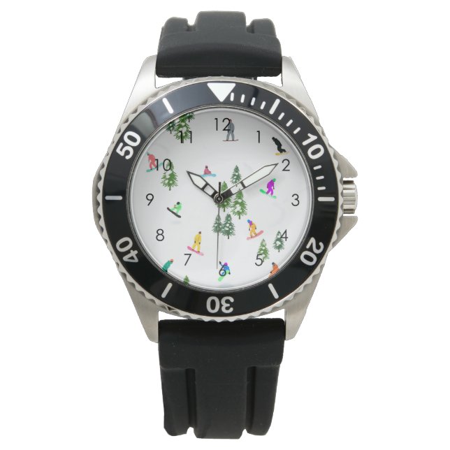 Modern Freeride Snowboarder Snowboarding Art   Watch (Front)