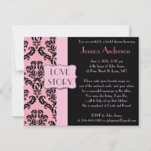 Modern French Damask Bridal Shower Invitations