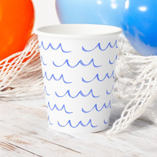 Modern French Waves Water Paper Cups