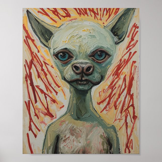 Modern Frenchie Expressionist Art Poster (Front)