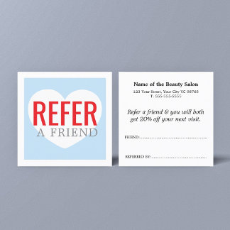Modern Fresh Red White Blue Salon Referral Card