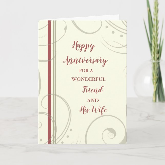 Modern Friend and His Wife Anniversary Card (Front)