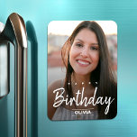 Modern friend birthday greeting replace photo post magnet<br><div class="desc">Minimalist modern happy birthday photo custom postcard. This photo postcard has a photo template that can be customized, as well as a wonderful typography overlay that reads "Happy birthday" in black and white letters. Personalize the back of this card with your own message. Customize this postcard by adding your own...</div>