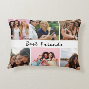 Modern Friend Collage Photos Simple Accent Pillow