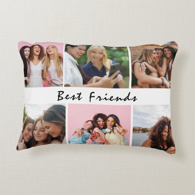 Modern Friend Collage Photos Simple Accent Pillow (Back)