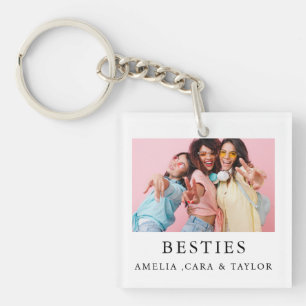 Modern Friend Collage Photos Simple Keychain