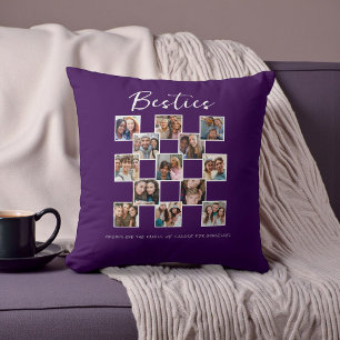 Modern  Friend Memories Photo Collage  Throw Pillow