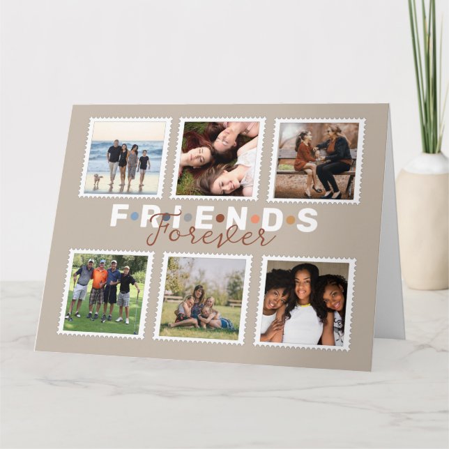 Modern Friends Forever Photo Collage Keepsake Card (Front)