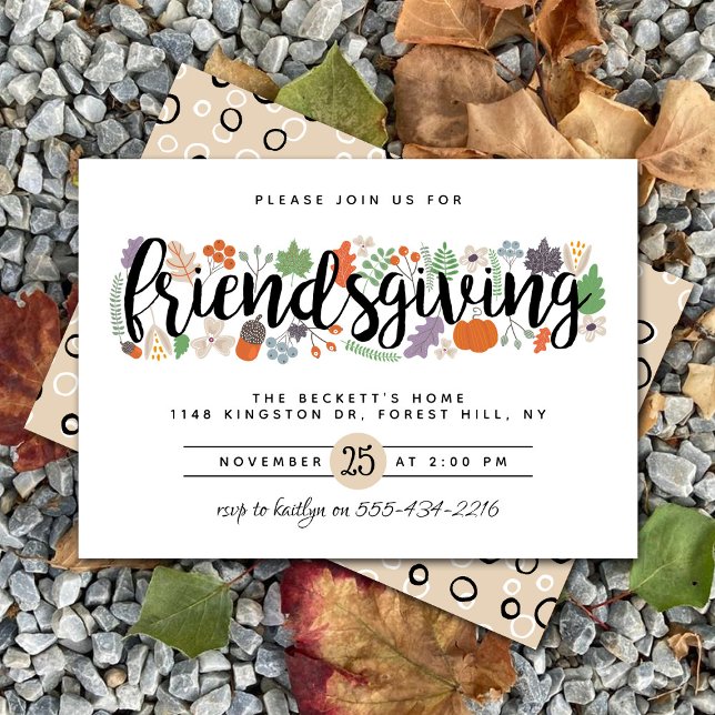 Modern Friendsgiving Autumn Foliage Thanksgiving Invitation (Creator Uploaded)
