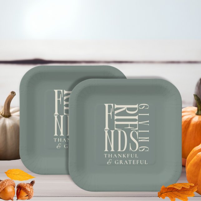 Modern Friendsgiving Dinner  Paper Plate (Creator Uploaded)