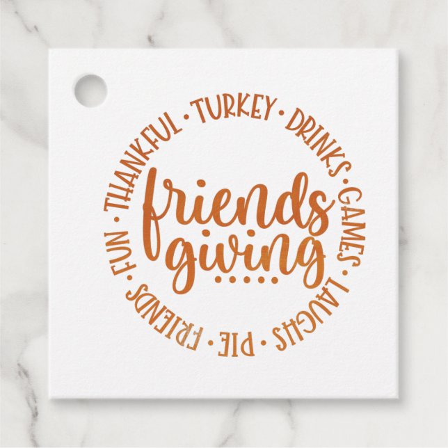 Modern Friendsgiving Favour Tags (Front)