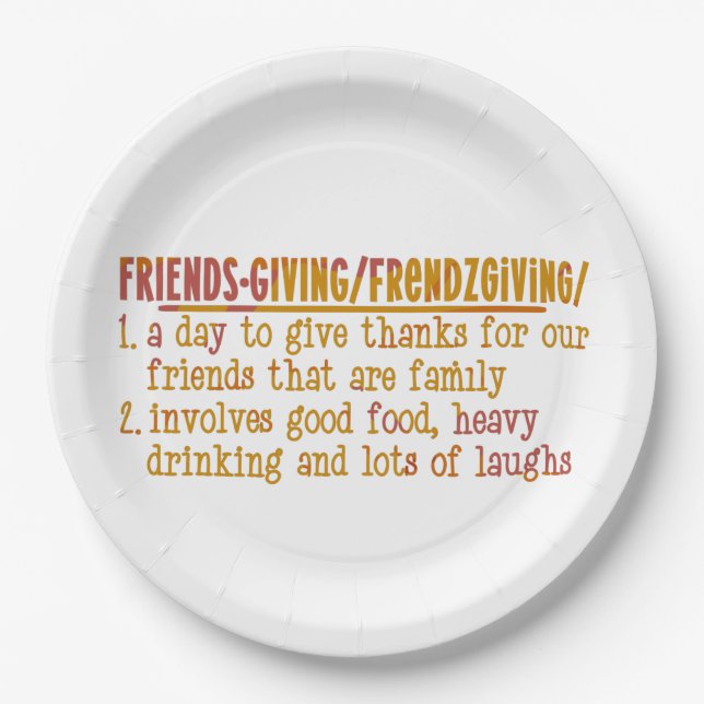 Modern Friendsgiving Paper Plate (Front)