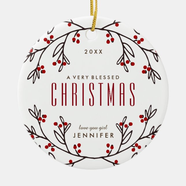 Modern Friendship Holiday Ornament (Front)