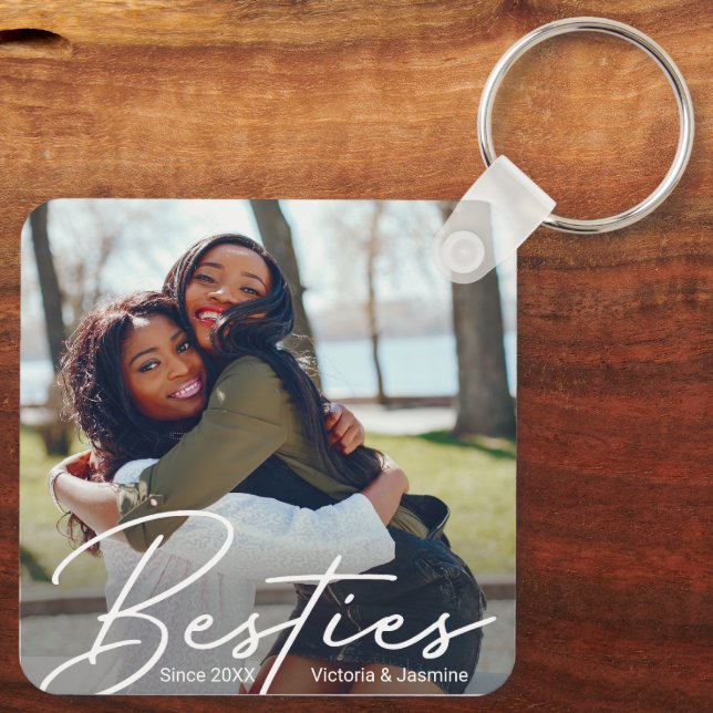 Modern Friendship Photo Gift Keychain (Back)