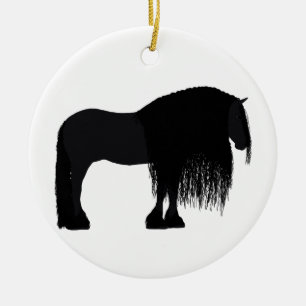 Modern Friesian Horse Illustration   Ceramic Ornament