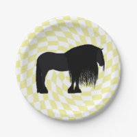 Modern Friesian Horse Illustration Chequered