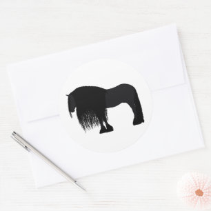Modern Friesian Horse Illustration  Classic Round Sticker