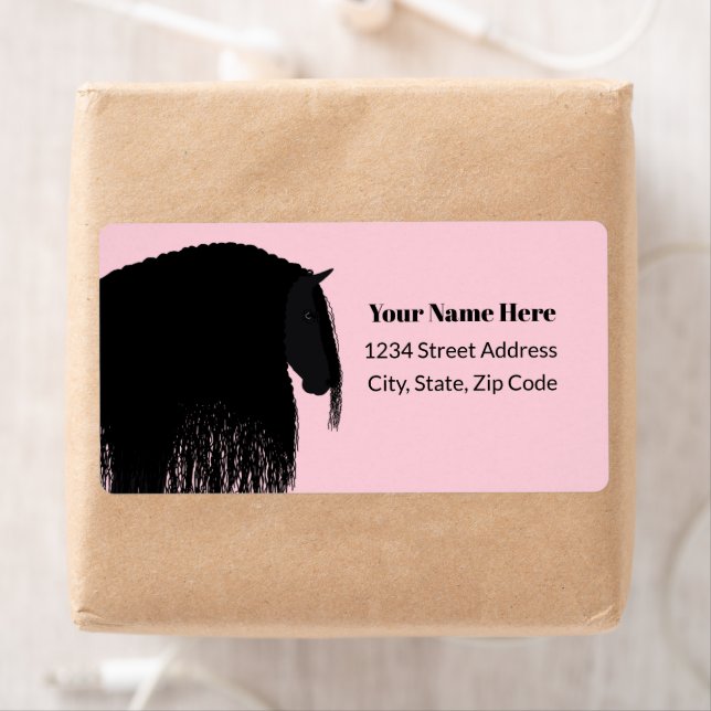 Modern Friesian Horse Pink Address Return (Insitu)