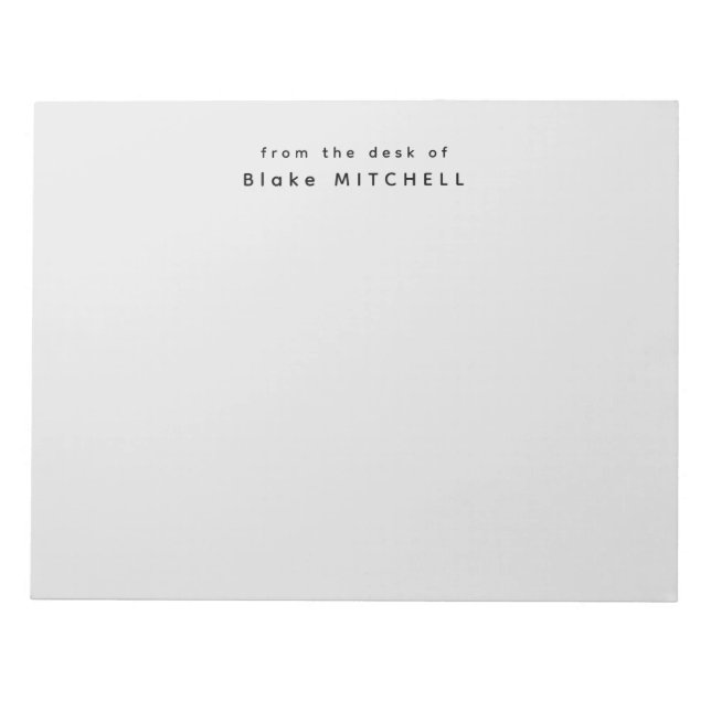 Modern From The Desk Of Monogram Grey Stationery Notepad (Front)