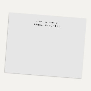Modern From The Desk Of Monogram Grey Stationery Notepad