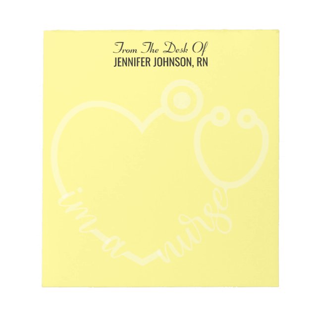 Modern From The Desk Of Nurse Stethoscope Name Notepad (Front)