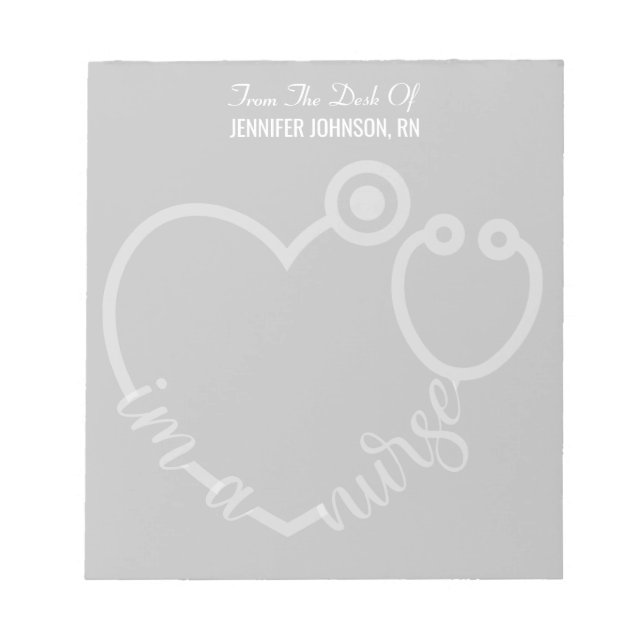 Modern From The Desk Of Nurse Stethoscope Name Notepad (Front)