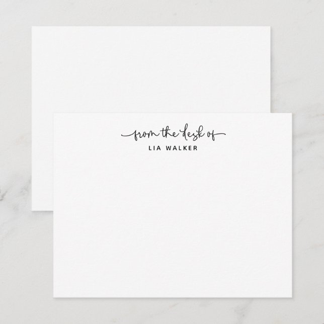 Modern From The Desk of Script Personalized Card (Front/Back)
