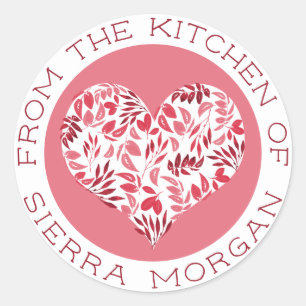 Modern From The Kitchen Of Botanical Heart Treats Classic Round Sticker