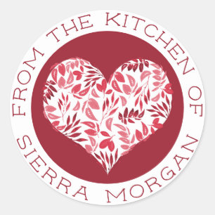 Modern From The Kitchen Of Botanical Heart Treats Classic Round Sticker