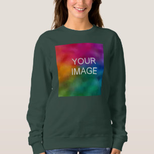 Modern Front Print Womens Deep Forest Green Sweatshirt