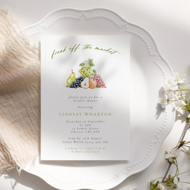 Modern Fruit Fresh Off the Market Bridal Shower Invitation (Creator Uploaded)
