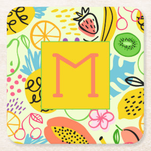 Modern Fruit Pattern Square Paper Coaster