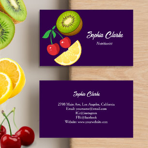 Modern Fruits Health Care Purple Nutritionist Business Card