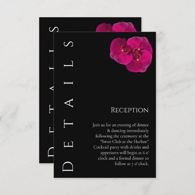 Modern Fuchsia Orchids-Wedding Details- Enclosure Card (Front/Back)