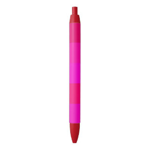 Modern Fuchsia, Raspberry Red, Deep Pink Stripes Black Ink Pen