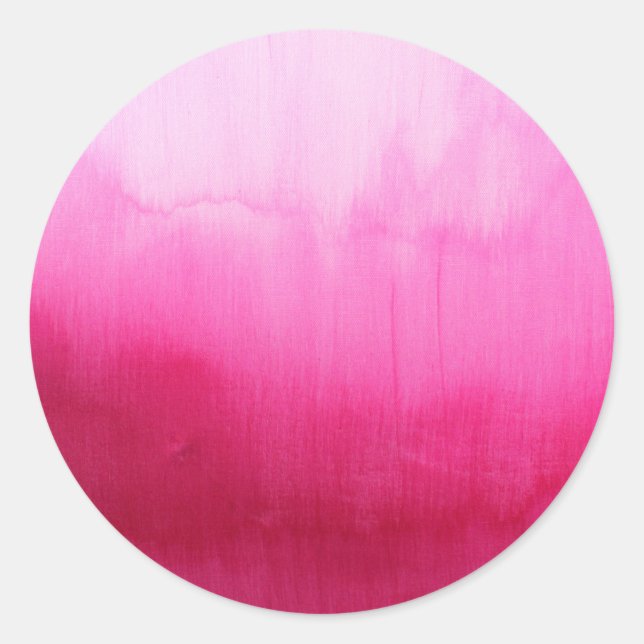 Modern fuchsia watercolor paint brushtrokes classic round sticker (Front)