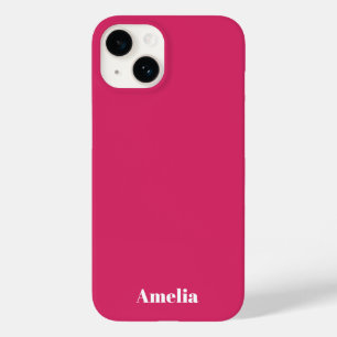 Modern fuchsia white script Personalized Name  Case-Mate iPhone 14 Case