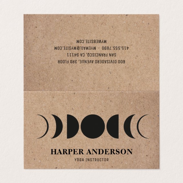 Modern Full Moon Yoga Instructor Professional  Business Card (Outside Unfolded)