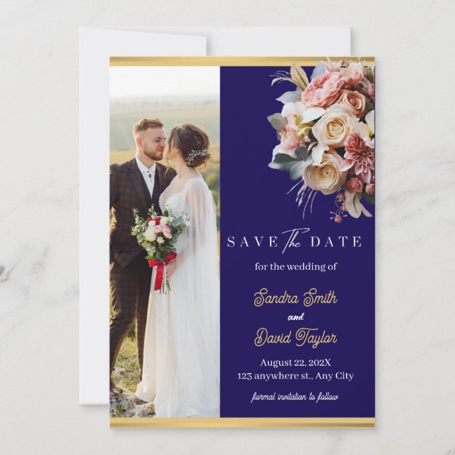Modern Full Photo Double-Sided Save The Date Card (Front)