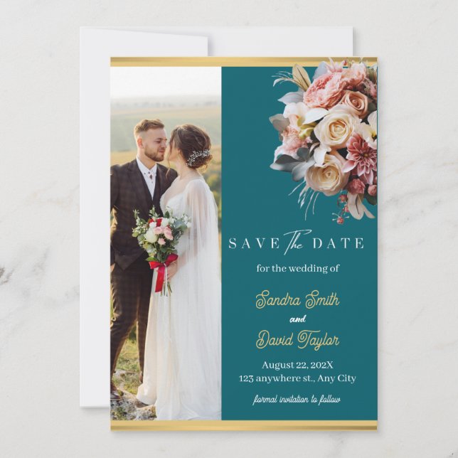 Modern Full Photo Double-Sided Save The Date Card (Front)