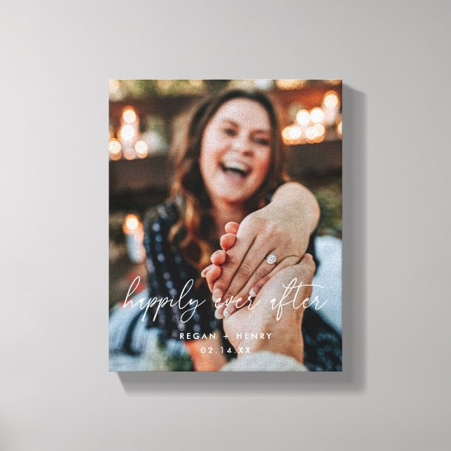 Modern Full Photo Newlyweds Couple Canvas Print (Front)
