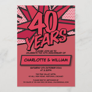Modern Fun 40th Ruby Wedding Anniversary Invitation