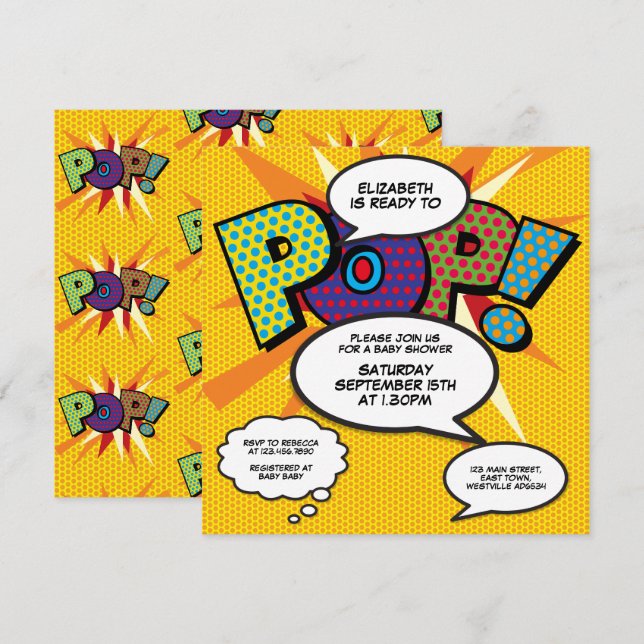 Modern Fun Baby Shower Ready to Pop Invitation (Front/Back)
