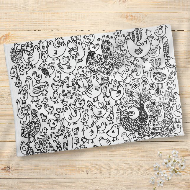 Modern Fun Birds Black and White Pattern Kitchen Towel (Modern Fun Birds Black and White Pattern Kitchen Towel)