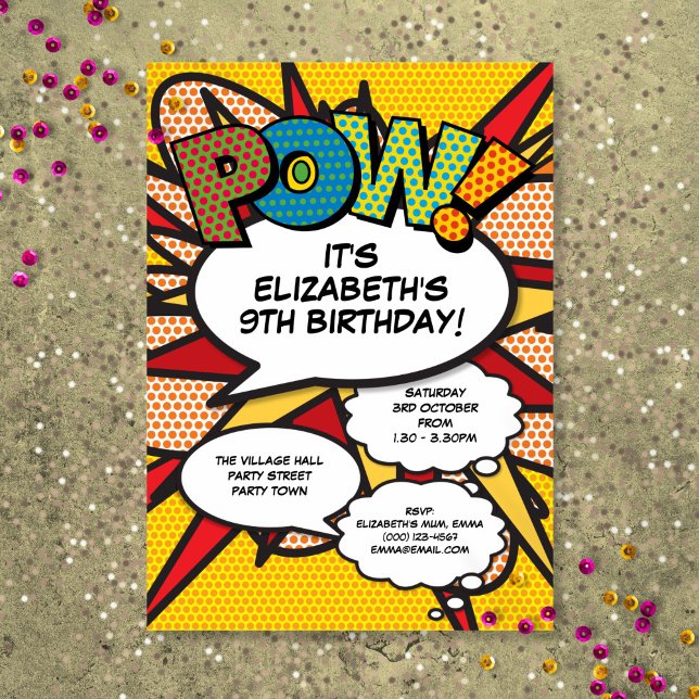 Modern Fun Birthday Party Comic Book Any Age Invitation (Modern Fun Birthday Party Comic Book Any Age Invitation)