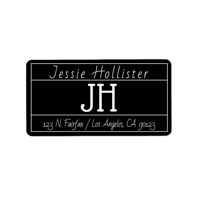 Modern Fun Black & White Return Address Label (Front)